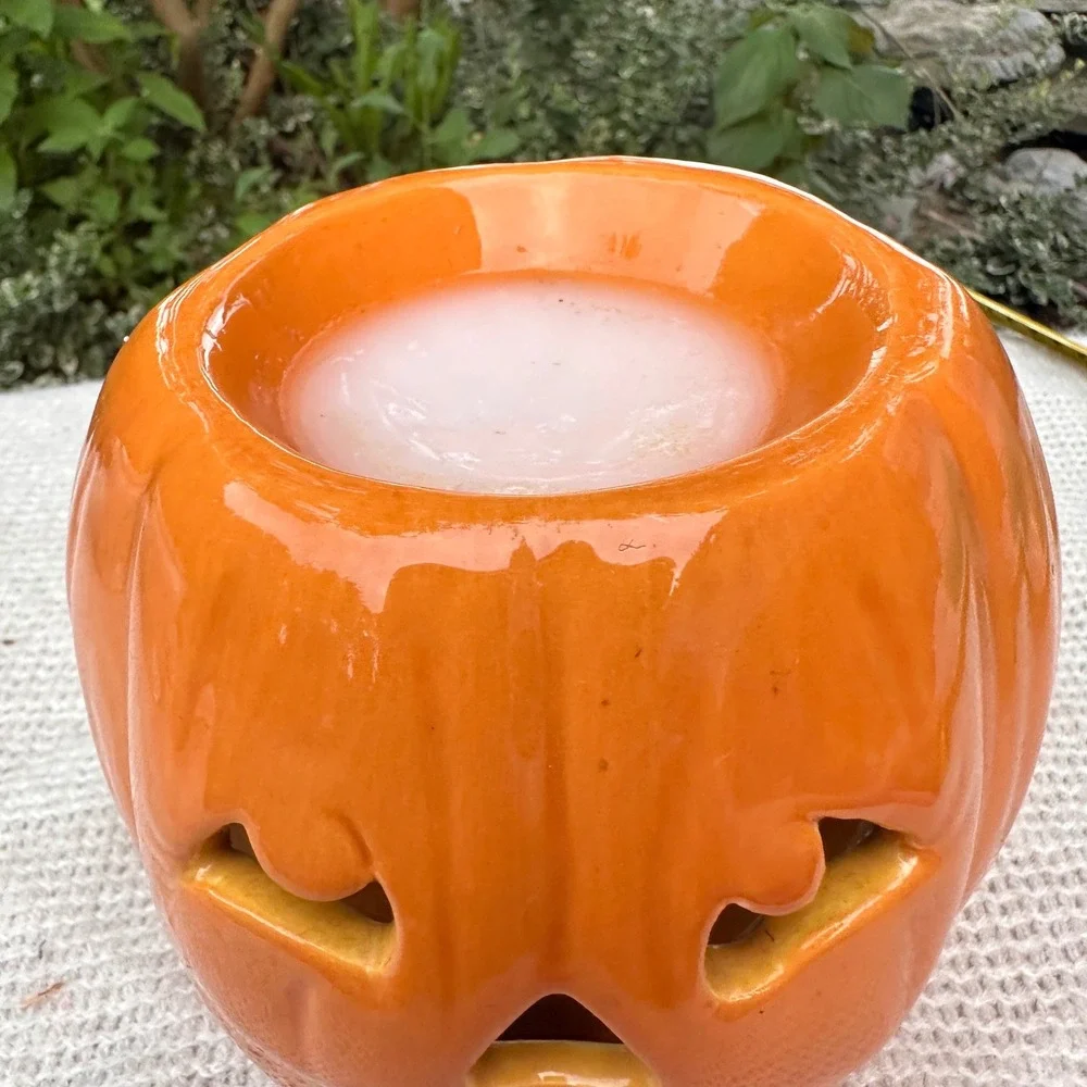 Ceramic Pumpkin Wax Melt Warmer Jack O Lantern Tea Light Candle Holder Halloween